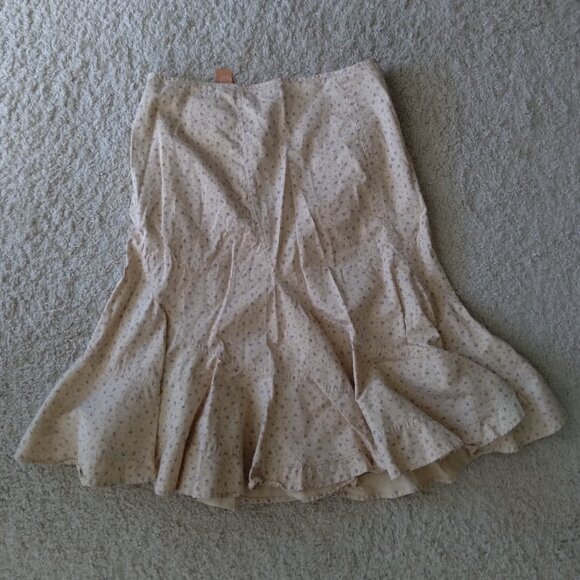 Vintage Intuitions Light Orange Floral Ruffle Flare Midi Skirt - Picture 3 of 4